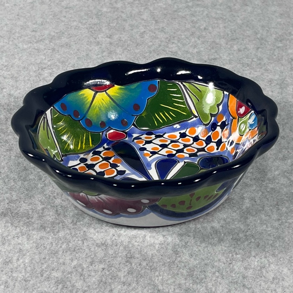 Talavera Pottery Mexican Ceramic‎ Bowl Signed SAB Floral Multicolor Handmade